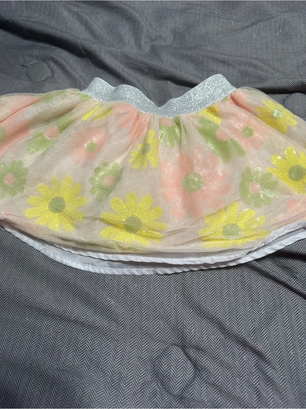Disney Minnie Floral Sequin Top - Peach, Yellow & Green